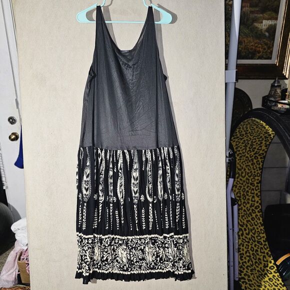Positive Attitude Southwestern Mesh Maxi Dress Plus Size 18W Stretchy See Though - Picture 9 of 10